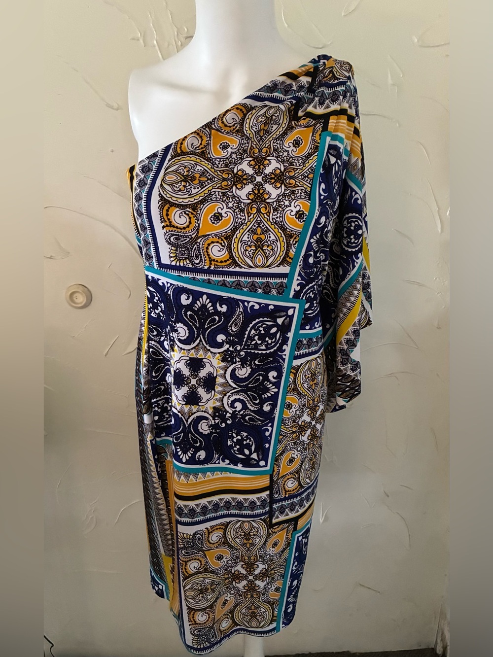 Vintage Cache’ Off The Shoulder Open Butterfly Sleeve Jersey Dress SZ 8
